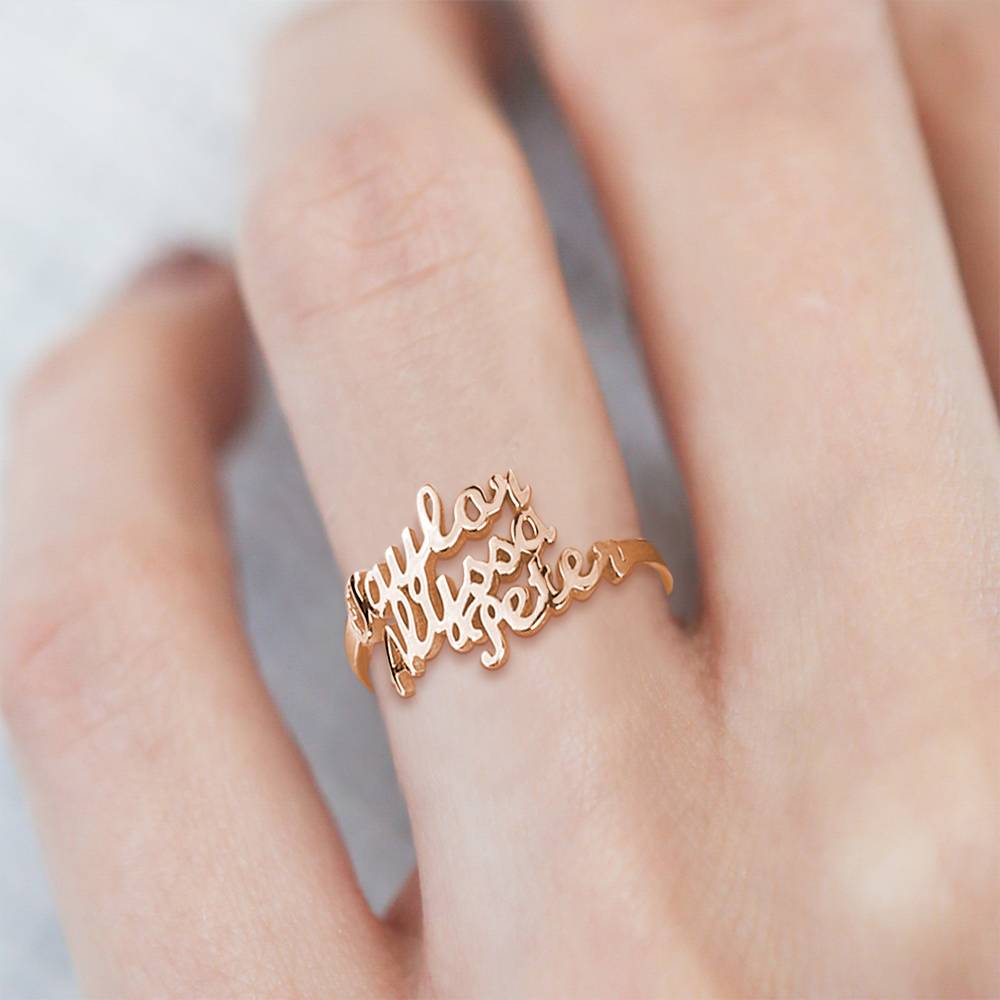 Custom Three Names Ring - 925 Sterling Silver-Blongser