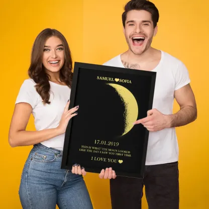 Custom Moon Phase and Names Wooden Frame with Your Text Custom Art Frame Best Valentine's Day Gift for Couple-Blongser