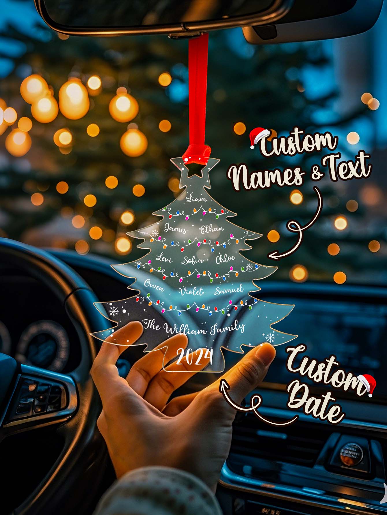 Personalized Christmas Tree Ornament with Family Names Acrylic Ornament for Christmas Gifts-Blongser