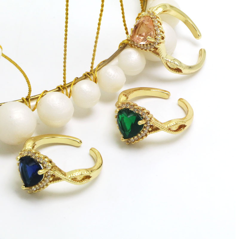 Heart Diamond Open Ring Copper-Blongser