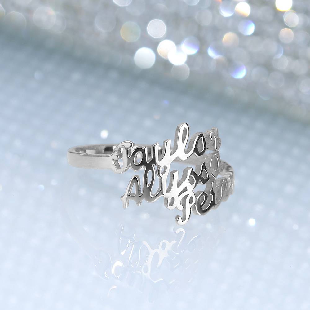 Custom Three Names Ring - 925 Sterling Silver-Blongser