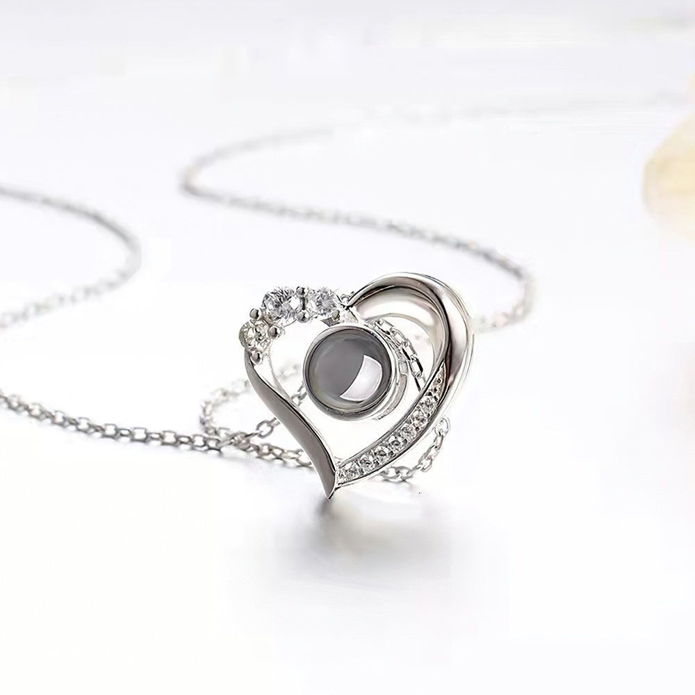 Personalized Heart Shaped Projection Necklace 925 Sterling Silver-Blongser
