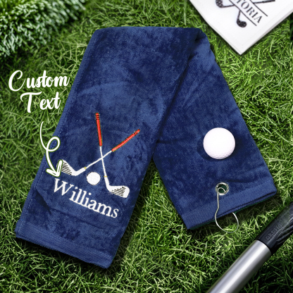 Personalized Embroidered Name Golf Towel with Clip Golf Accessories Gift for Men Women Golf Lovers-Blongser