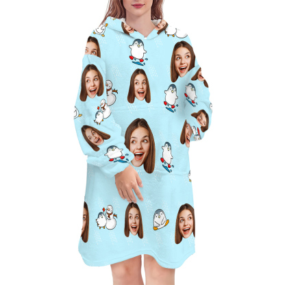 Custom Hoodie Blanket with Pocket Personalized Oversized Hoodie Sweatshirt-Blongser