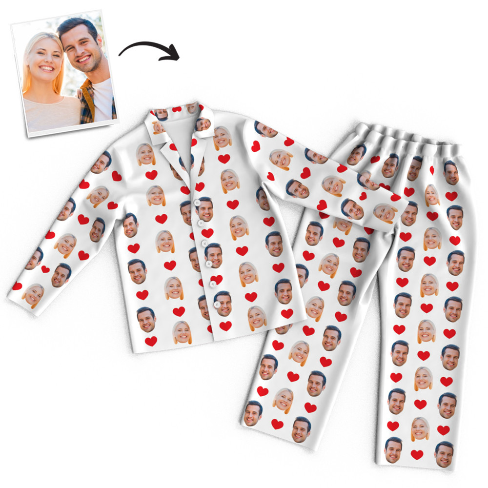 Custom Unisex Long Sleeve Pajamas with Faces-Blongser