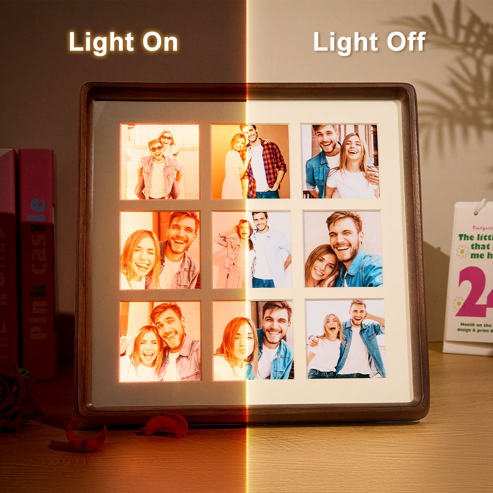 Personalized Photo Collage Photo Frame with Light Gift for Lover-Blongser