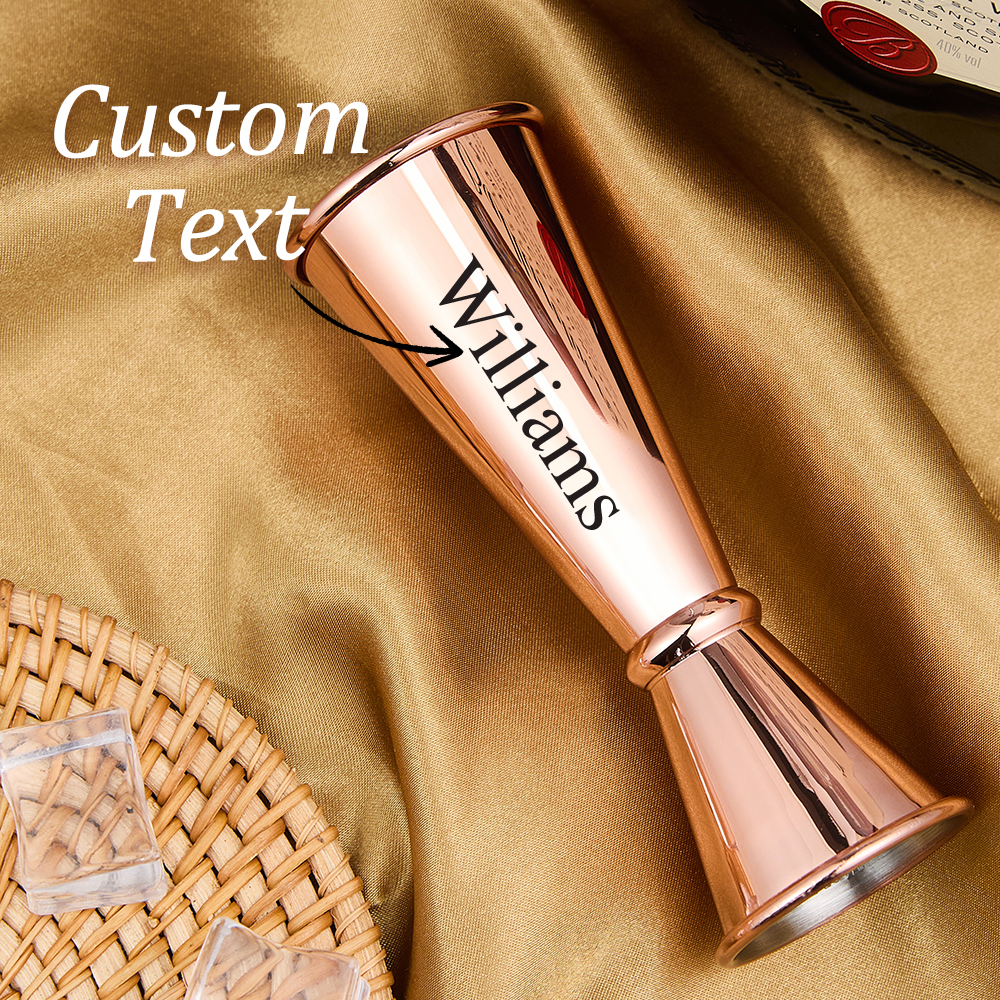 Personalized Engraved Text Stainless Steel Cocktail Jigger Measurements Gift for Bartender