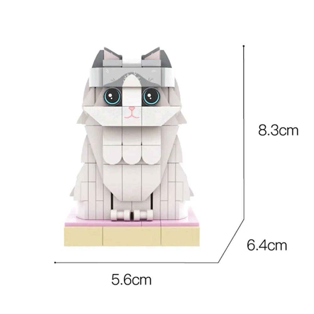 Custom Orange Cat Brick Figures Fully Body Customizable 1 Cat Photo Small Particle Block Customized Cat Only-Blongser