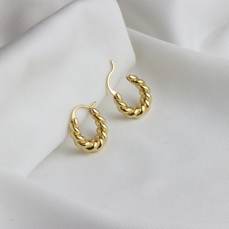 Small Twist Hoop Earrings-Blongser