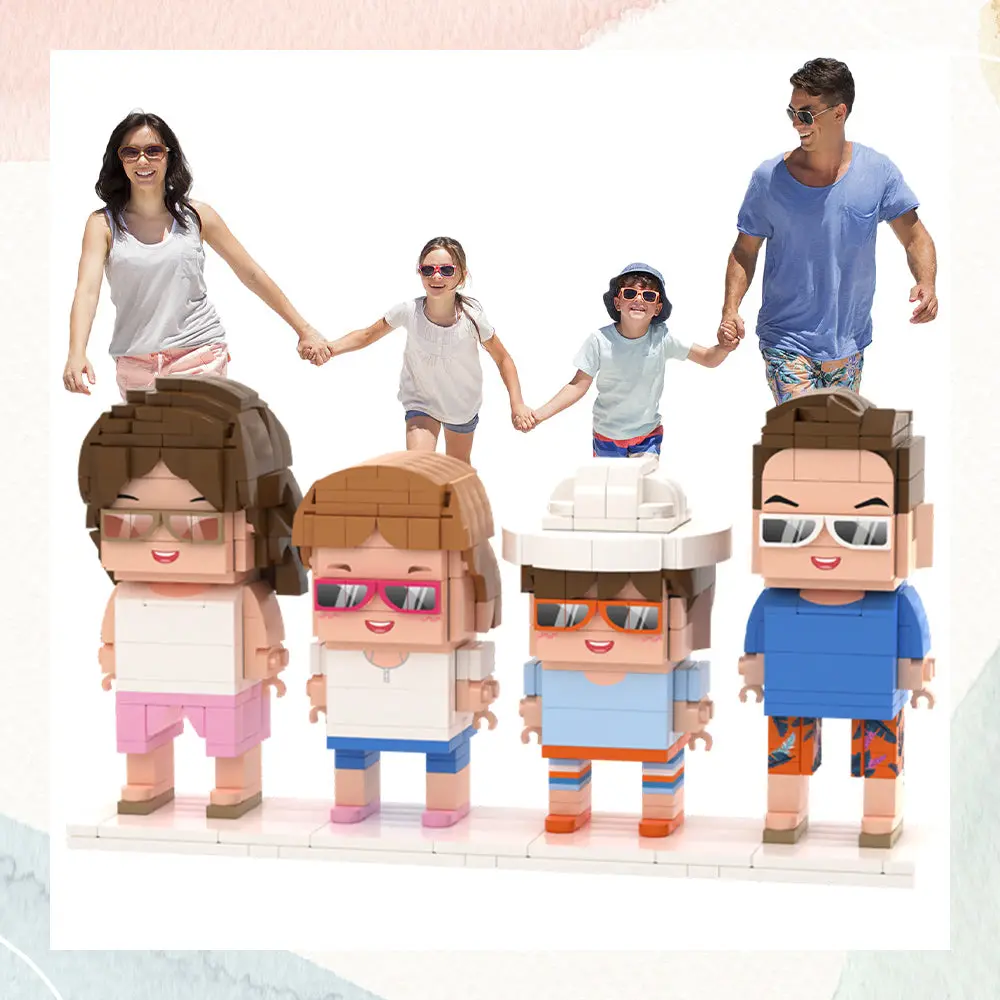 Full Body Customizable 4 People Custom Brick Figures Small Particle Block-Blongser