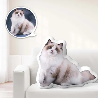 Custom Pet Pillow, Personalized Picture Pillow, Cat Shaped Pillow, Decorative Pillow, Pet Lover Gift, Home Decor-Blongser