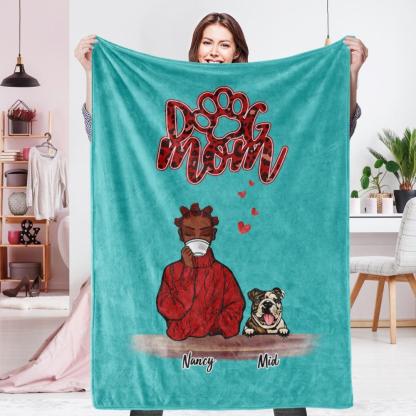 Personalized Name Dog Mom Fleece Blanket - Choose Number Of Pets-Blongser