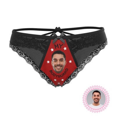 Personalized Face Thong MY BODYGUARD Lace Sexy Panties-Blongser