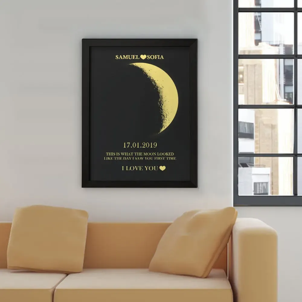 Custom Moon Phase and Names Wooden Frame with Your Text Custom Art Frame Best Valentine's Day Gift for Couple-Blongser