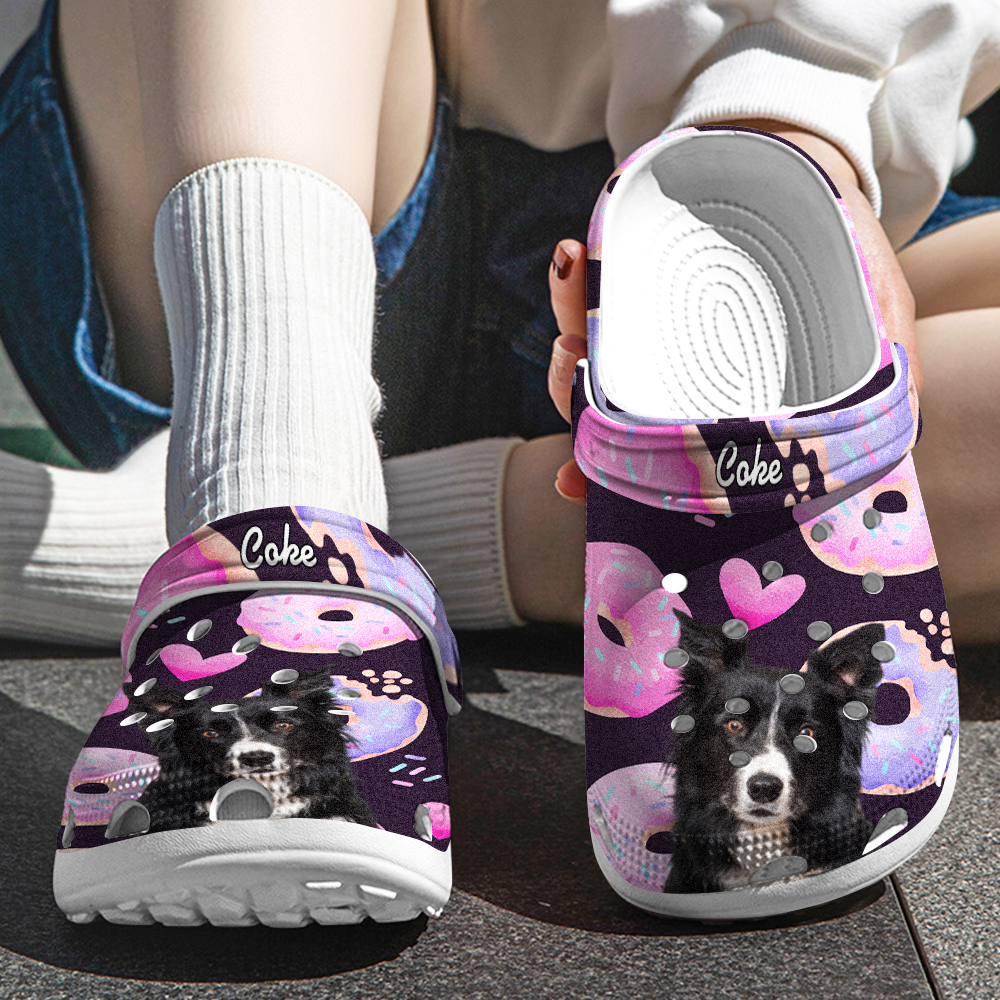 Personalized Pet Portrait Clogs Slipper Funny Donut Print Clog Gift for Pet Lover-Blongser