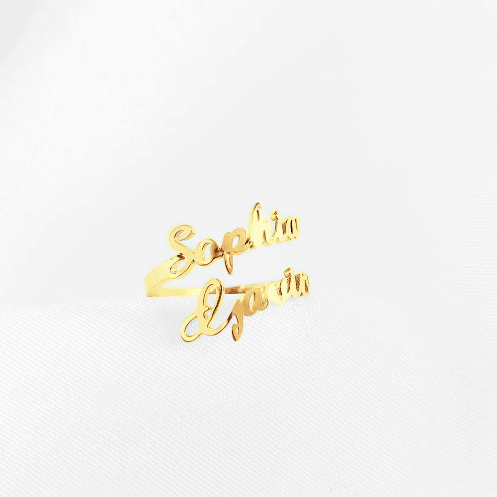 Personalized Two Names Ring Double Name Open Ring S925 Silver-Blongser