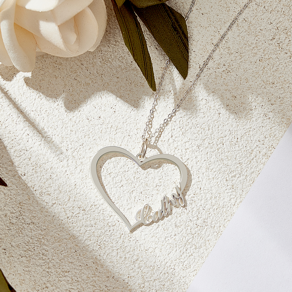 Personalized Heart Name Necklace | 925 Sterling Silver Custom Jewelry-Blongser