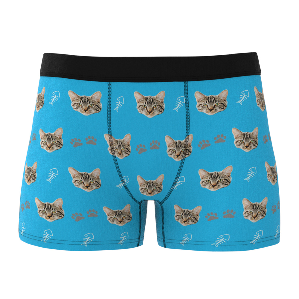 Custom Cat Face Boxer Shorts Men's Boxer Briefs-Blongser