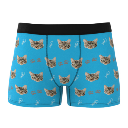 Custom Cat Face Boxer Shorts Men's Boxer Briefs-Blongser