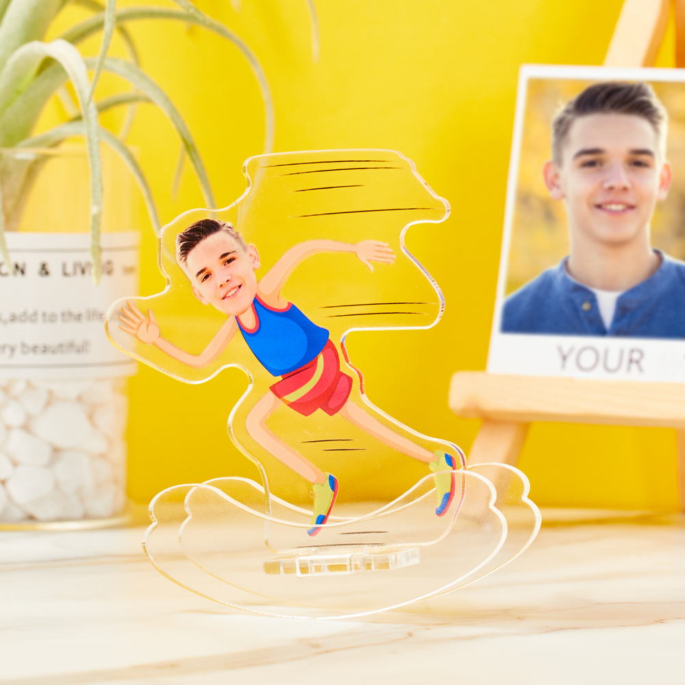 Personalized Running Man Desktop Tumbler Standing Figures Display Stands-Blongser