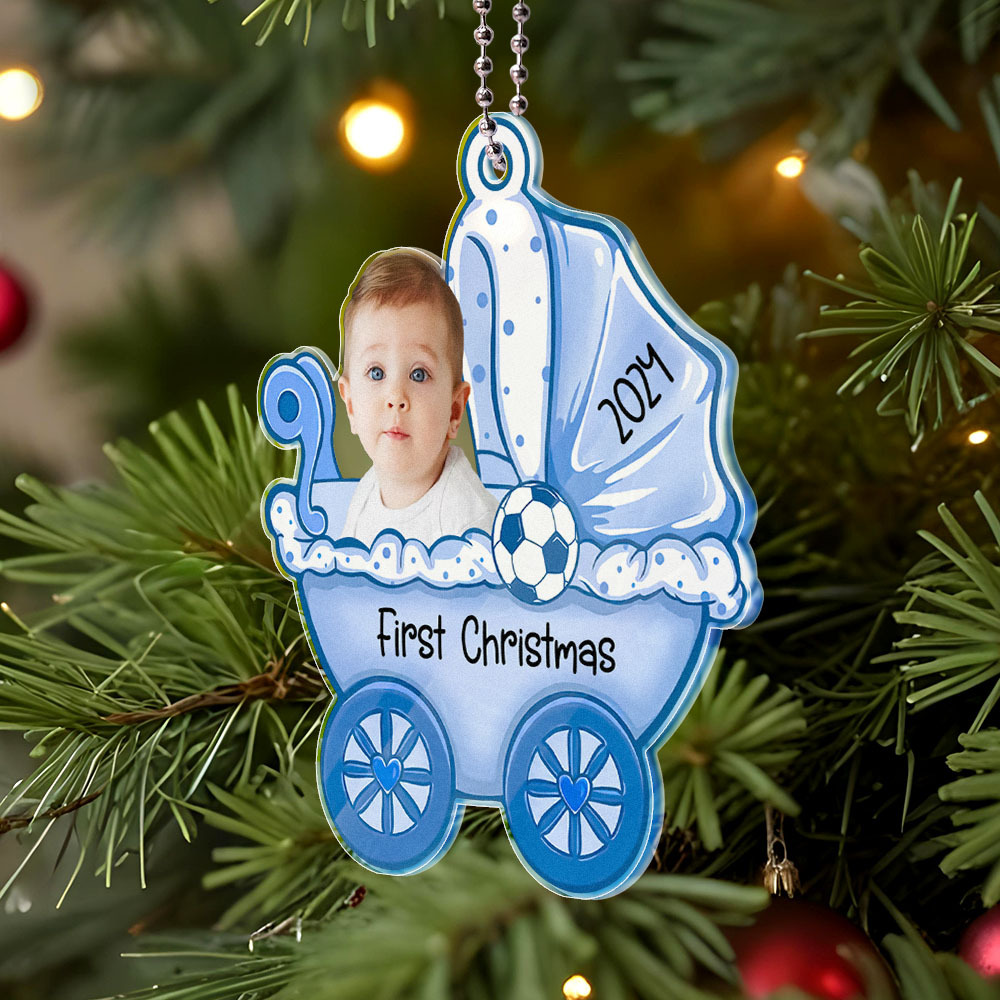 Personalized Baby's Carriage Ornament Photo Christmas Ornament Gift for Baby-Blongser