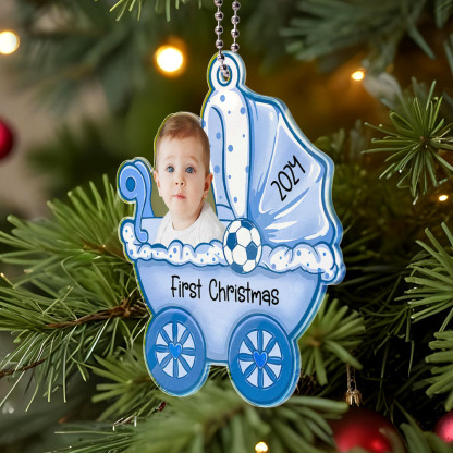 Personalized Baby's Carriage Ornament Photo Christmas Ornament Gift for Baby-Blongser