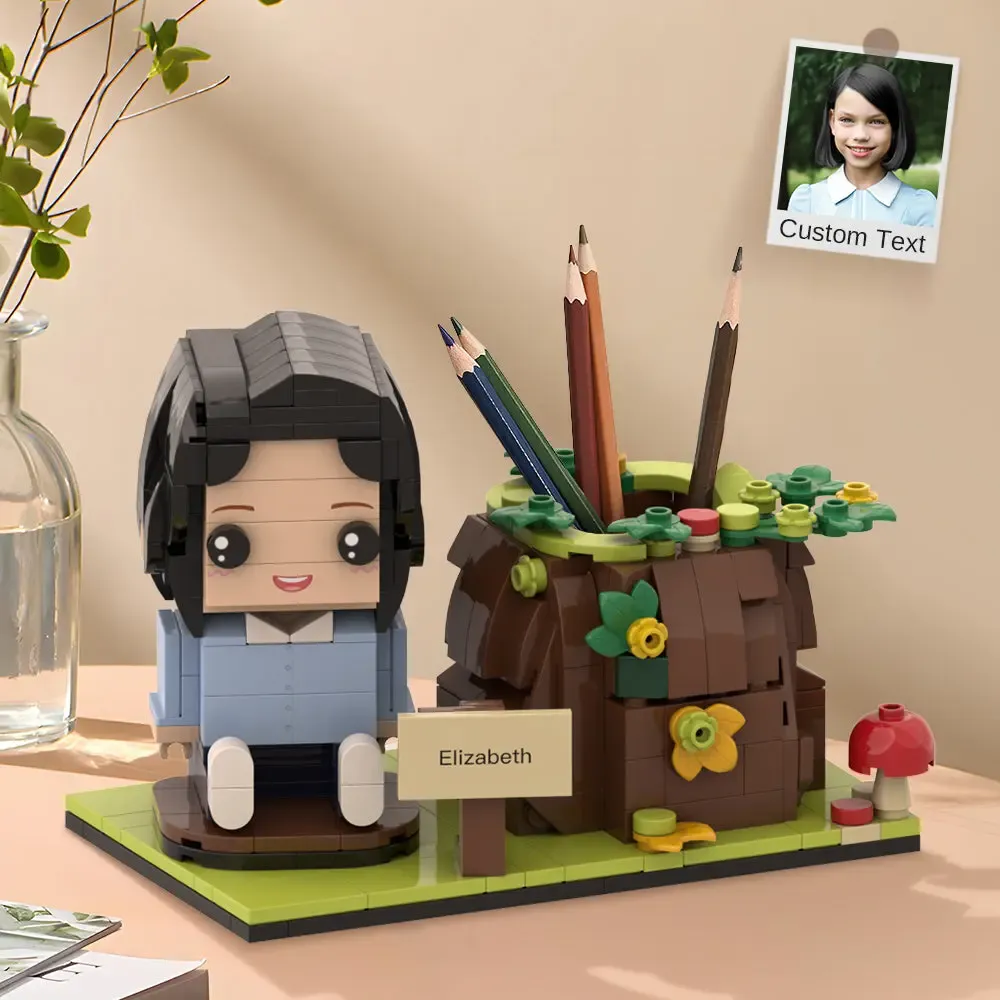 Custom Brick Figures Pen Holder Personalized Brick Figures and Pen Holder Custom Brick Figure & Tree Stump Pen Holder-Blongser