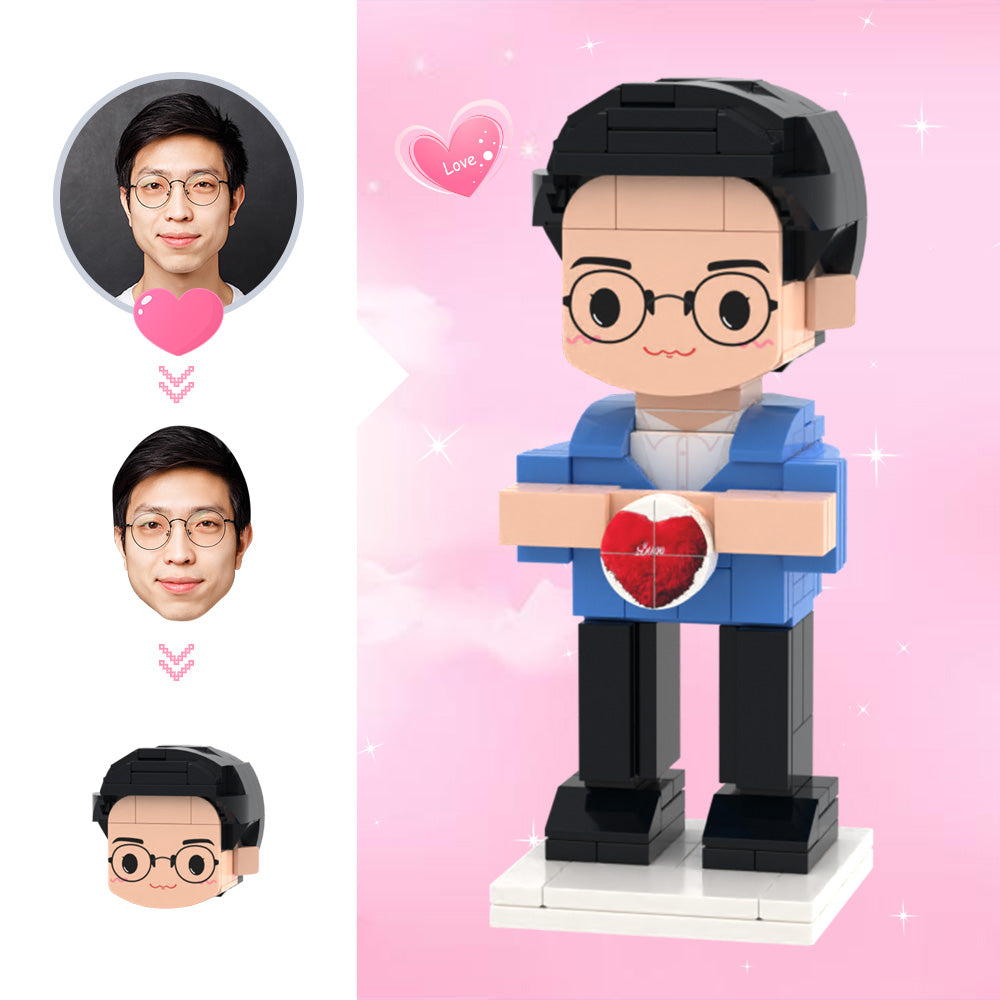 Custom Cute Head Brick Figures Personalized 1 People Brick Figures Man Show Love Brick Figures-Blongser
