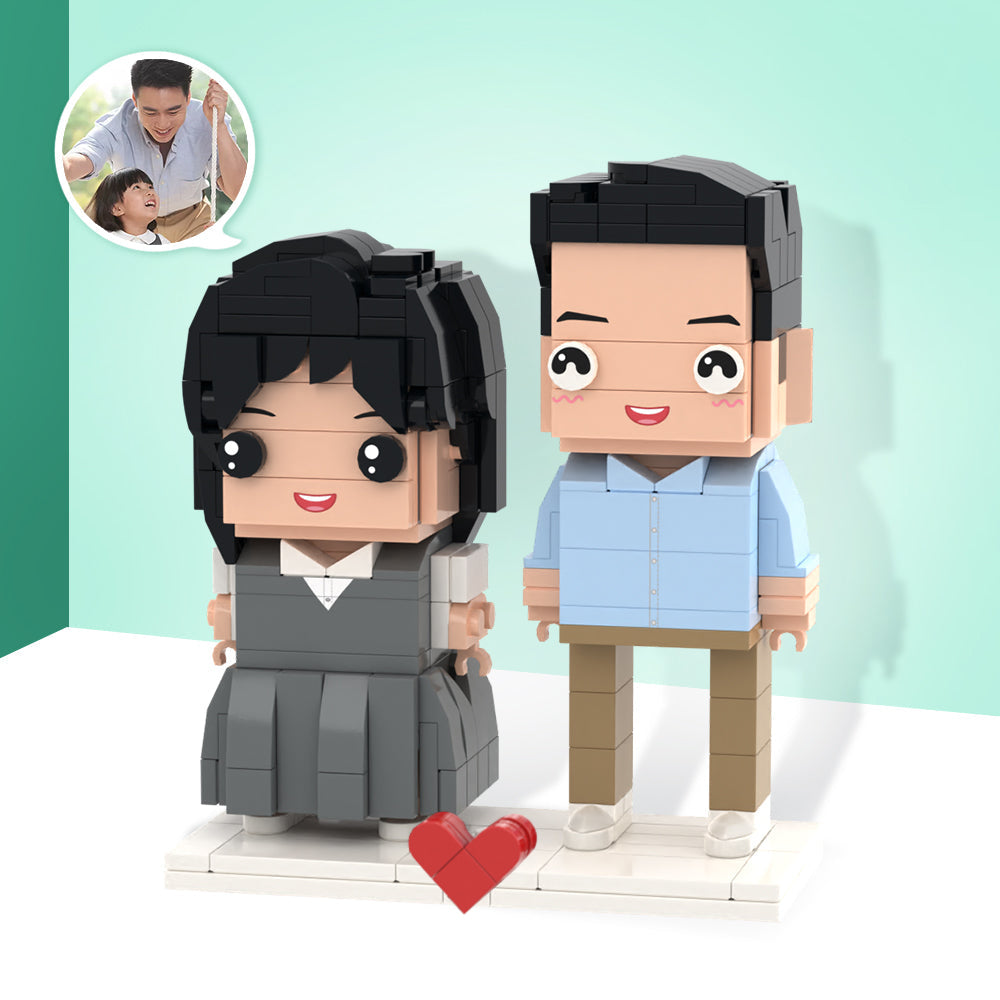 Father's Day Gifts Customizable Fully Body 2 People Custom Brick Figures-Blongser