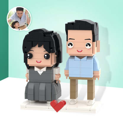 Father's Day Gifts Customizable Fully Body 2 People Custom Brick Figures-Blongser