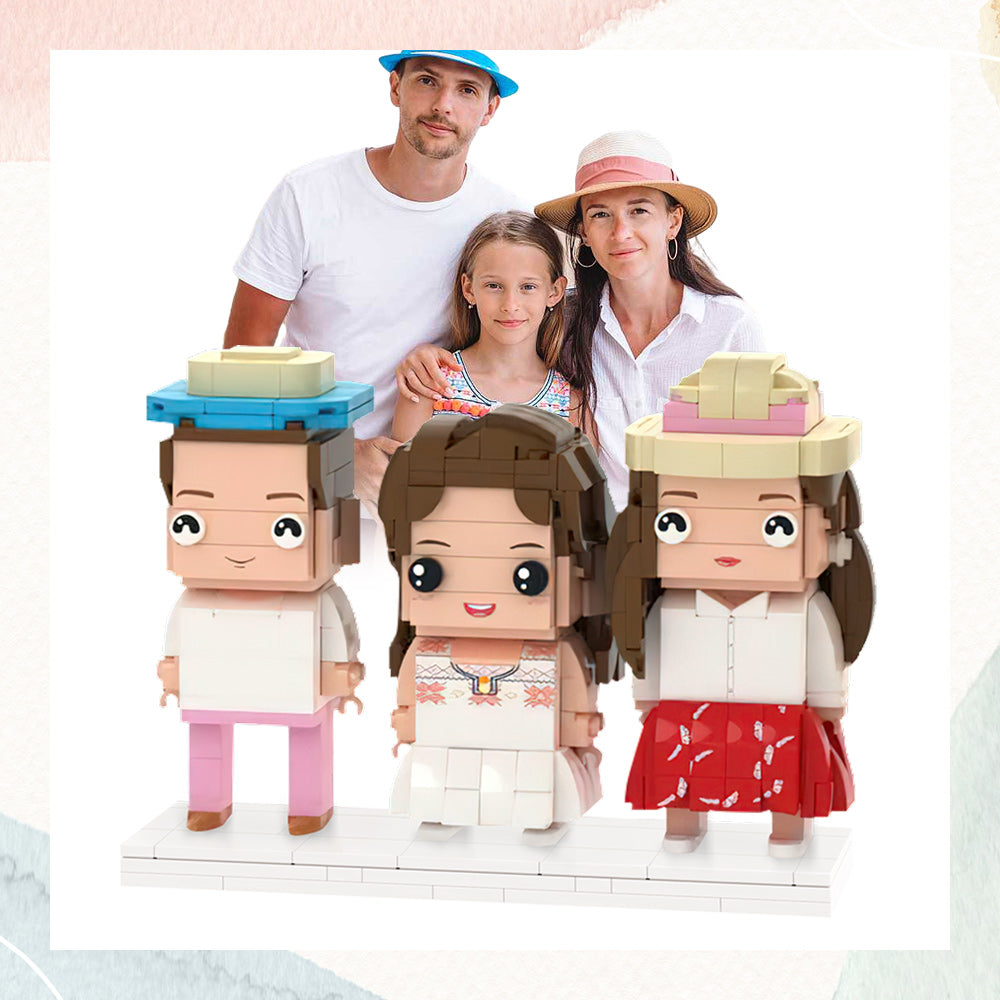 Gifts for Family Full Body Customizable 3 People Custom Brick Figures Small Particle Block-Blongser
