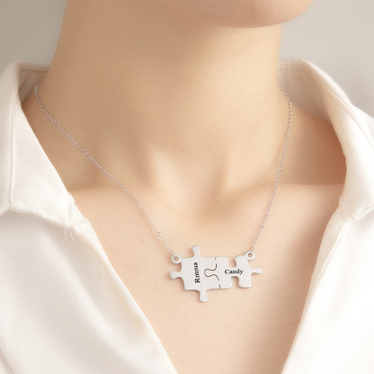 Personalized Puzzle Necklace Custom Name Engraved Necklace Jewelry Gift for Her-Blongser