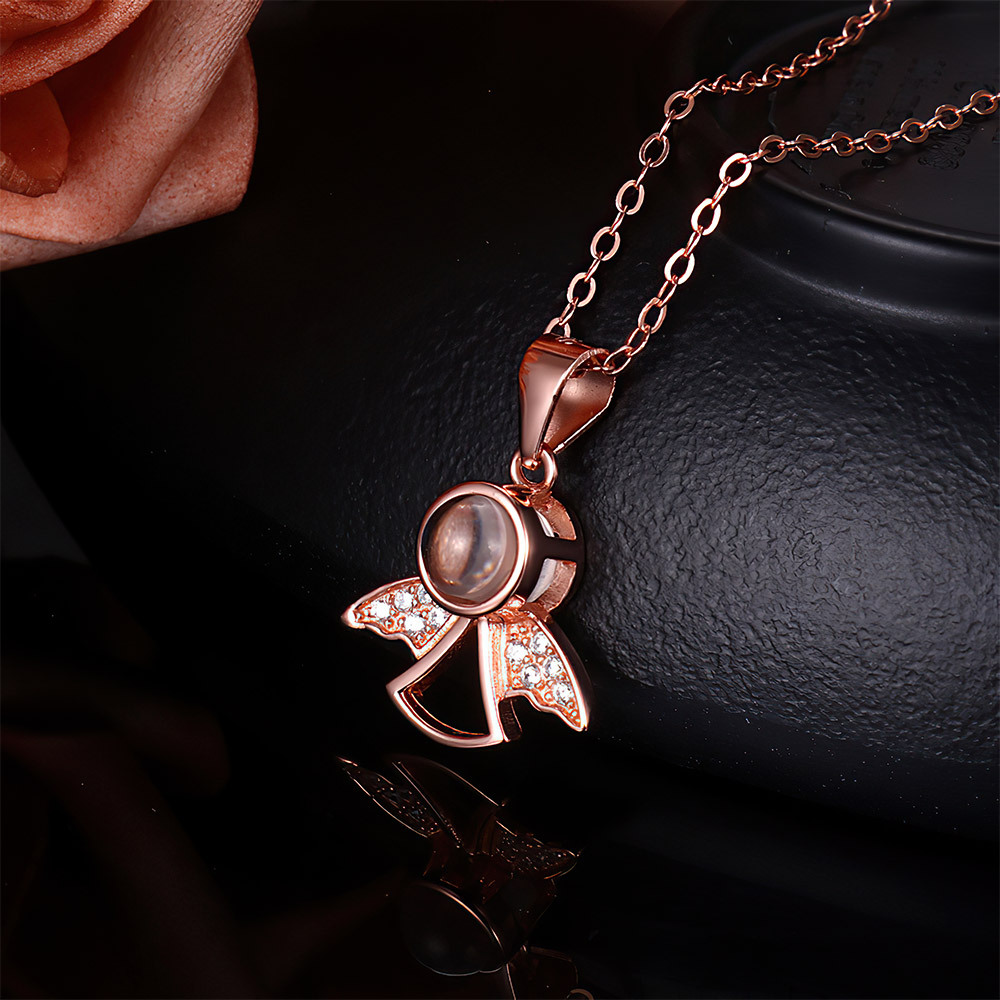 Customized Angel Pendant Photo Projection Necklace 925 Silver-Blongser