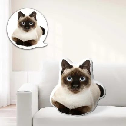 Custom Pet Pillow, Personalized Picture Pillow, Cat Shaped Pillow, Decorative Pillow, Pet Lover Gift, Home Decor-Blongser