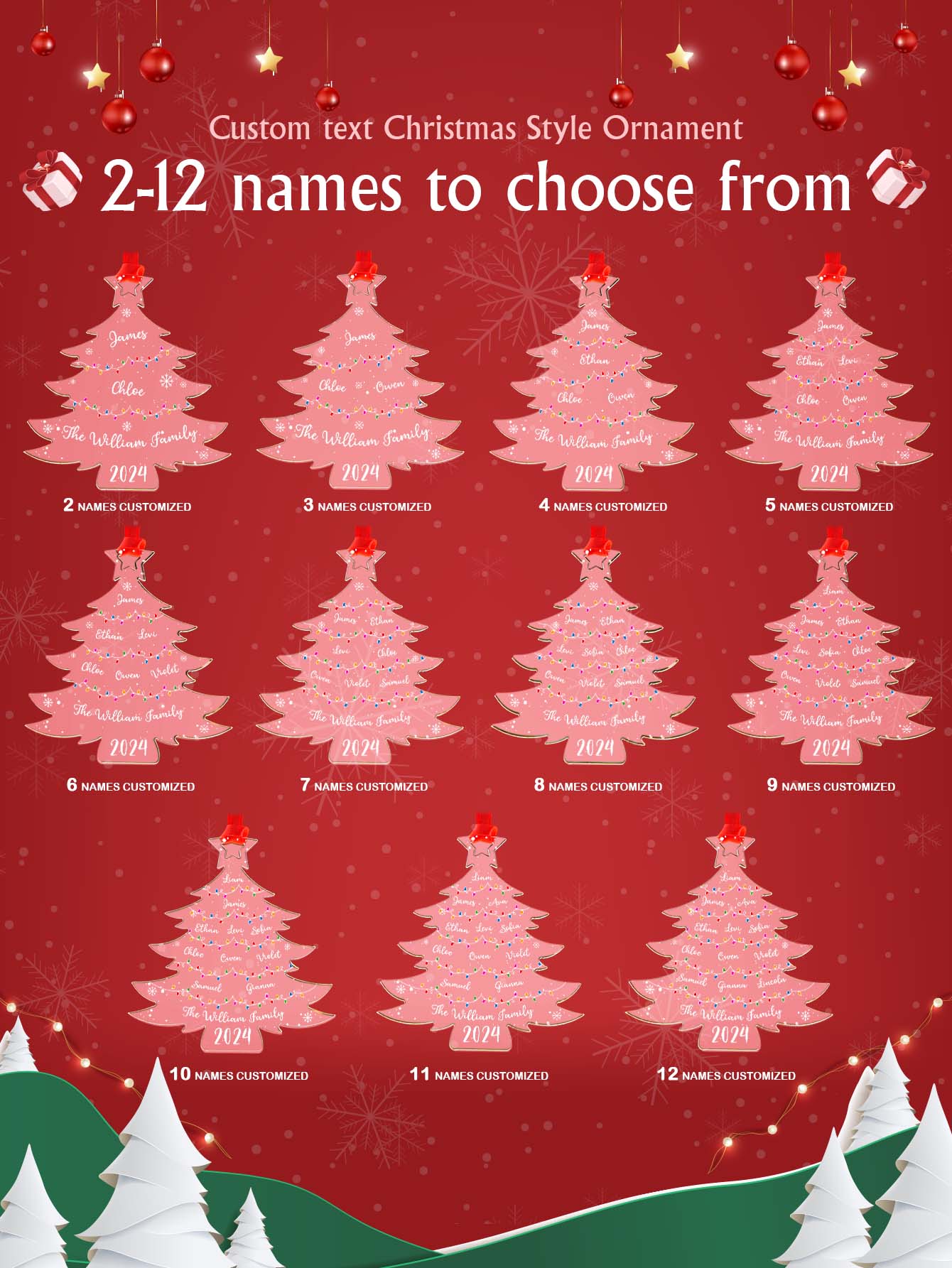 Personalized Christmas Tree Ornament with Family Names Acrylic Ornament for Christmas Gifts-Blongser