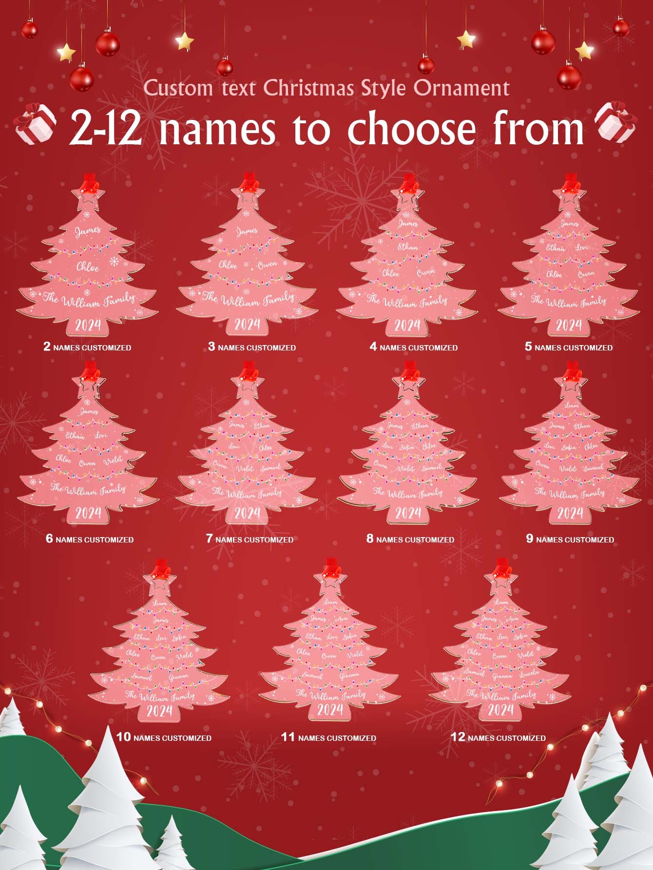 Personalized Christmas Tree Ornament with Family Names Acrylic Ornament for Christmas Gifts-Blongser