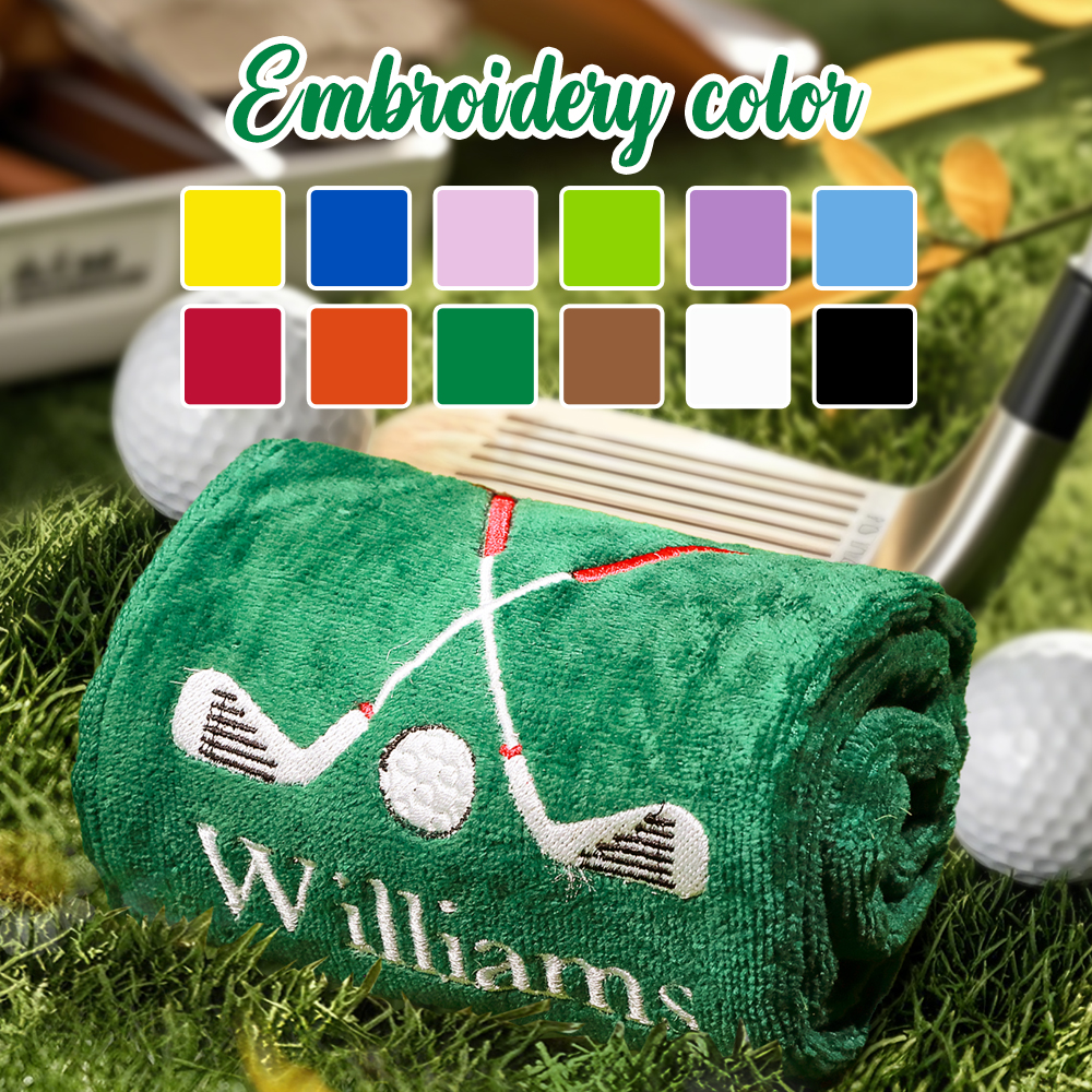 Personalized Embroidered Name Golf Towel with Clip Golf Accessories Gift for Men Women Golf Lovers-Blongser