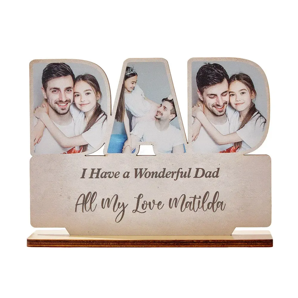 Personalized Dad Wooden Plaque Custom Photo Dad Plaque Ornament Father's Day Gift for Dad-Blongser