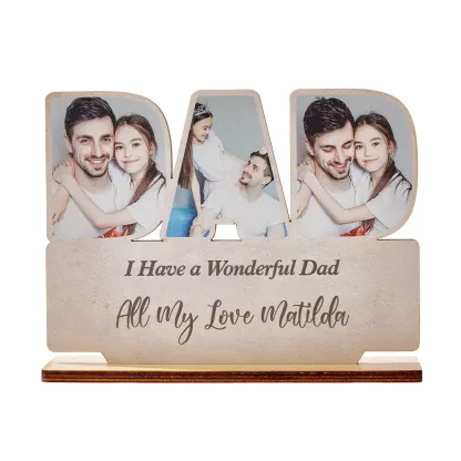 Personalized Dad Wooden Plaque Custom Photo Dad Plaque Ornament Father's Day Gift for Dad-Blongser