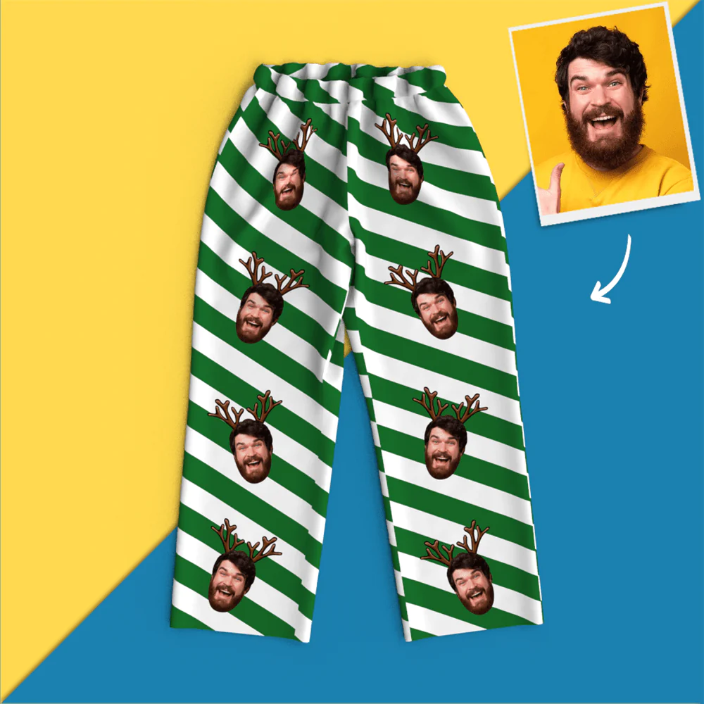 Custom Face Christmas Long Sleeve Pajamas Set Elk-Blongser