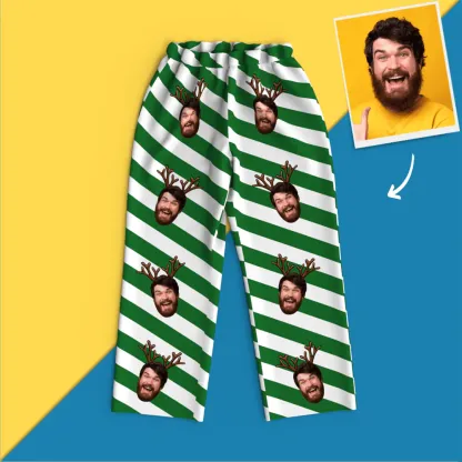 Custom Face Christmas Long Sleeve Pajamas Set Elk-Blongser