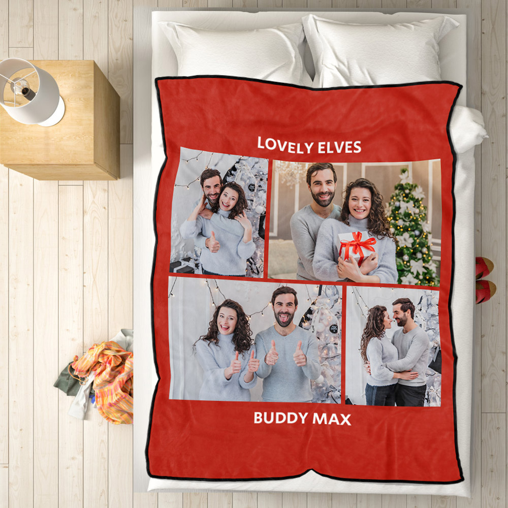Personalized Hebrew Text Collage Photo Fleece Blanket-Blongser
