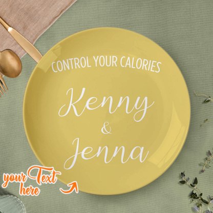 Control Your Calories Ceramic Plate Custom Name Dinner Plate Tableware-Blongser
