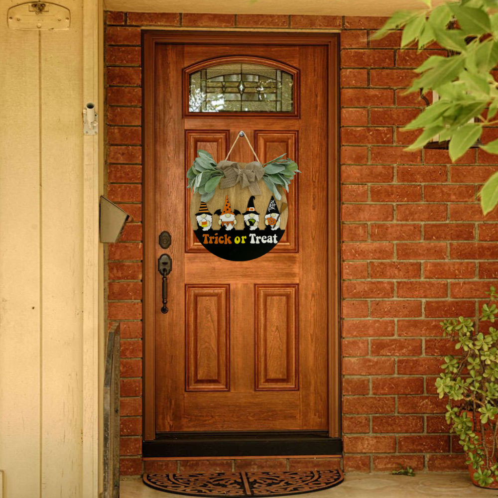 Halloween Welcome Sign for Front Door Farmhouse Wreath Porch Decor Hanging Decoration Gifts-Blongser