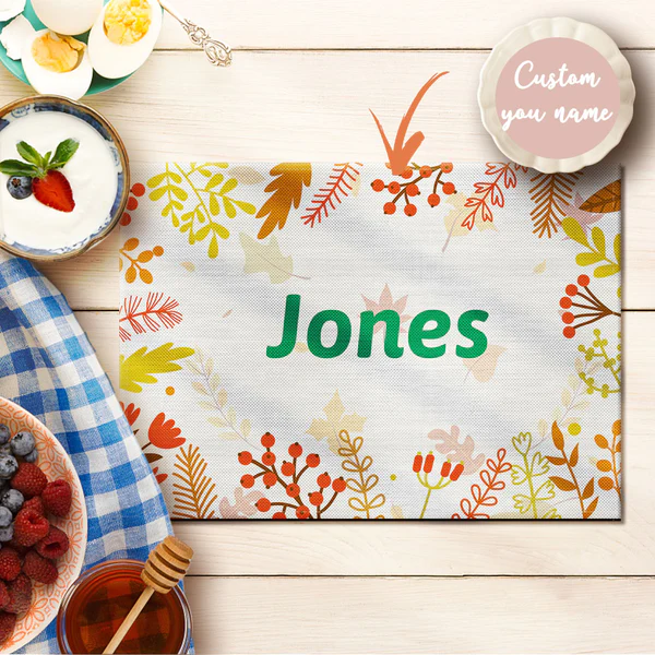 Custom Floral Placemats with Name