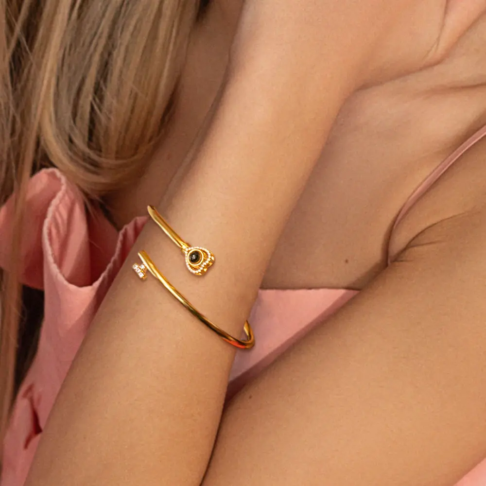 Personalized Photo Projection Bracelet Heart Adjustment Bracelet Gift for Her-Blongser