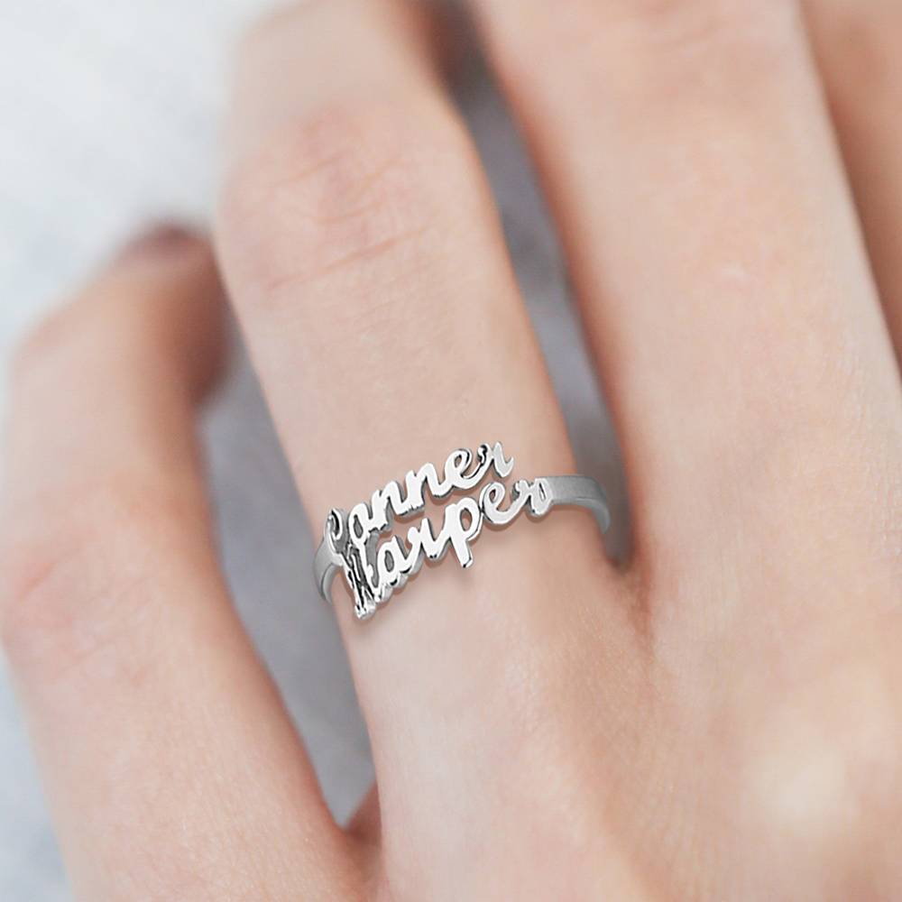 Custom Double Names Ring - 925 Sterling Silver-Blongser