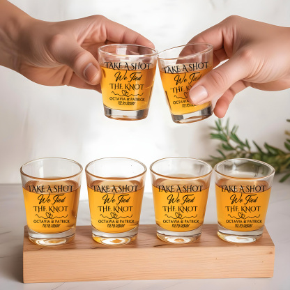 Personalized Take A Shot We Tied the Knot Shot Glasses with Name Set of 2 Bachelor Party Wedding Gift-Blongser