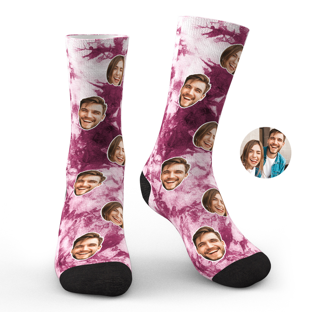 Custom Photo Face Socks Tie Dye Creative Gifts-Blongser