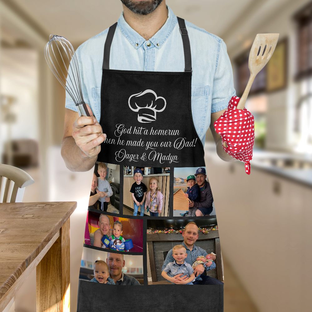 Personalized Photo Apron Custom Text Kitchen Cooking Chef Apron for Men Women-Blongser